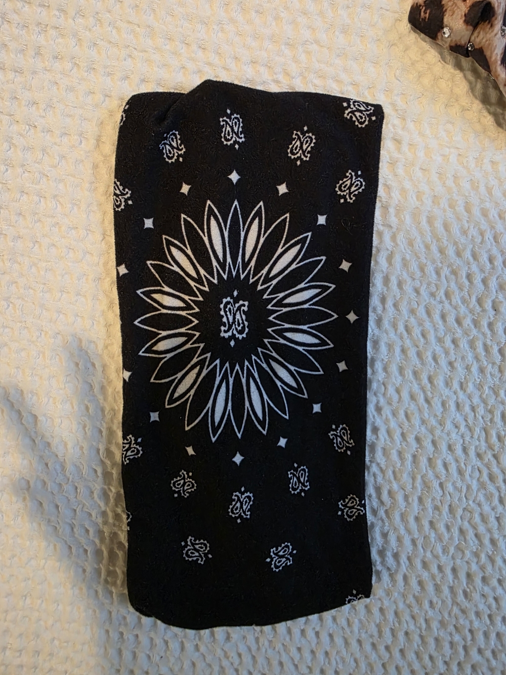 Black Bandana with White Mandala Print